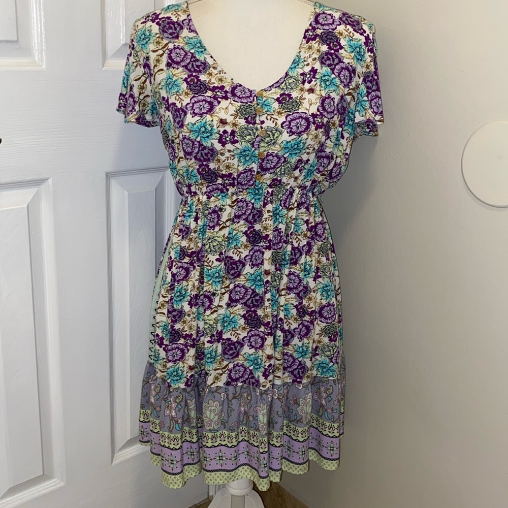 Lauren Taylor Short Sleeve Floral Dress